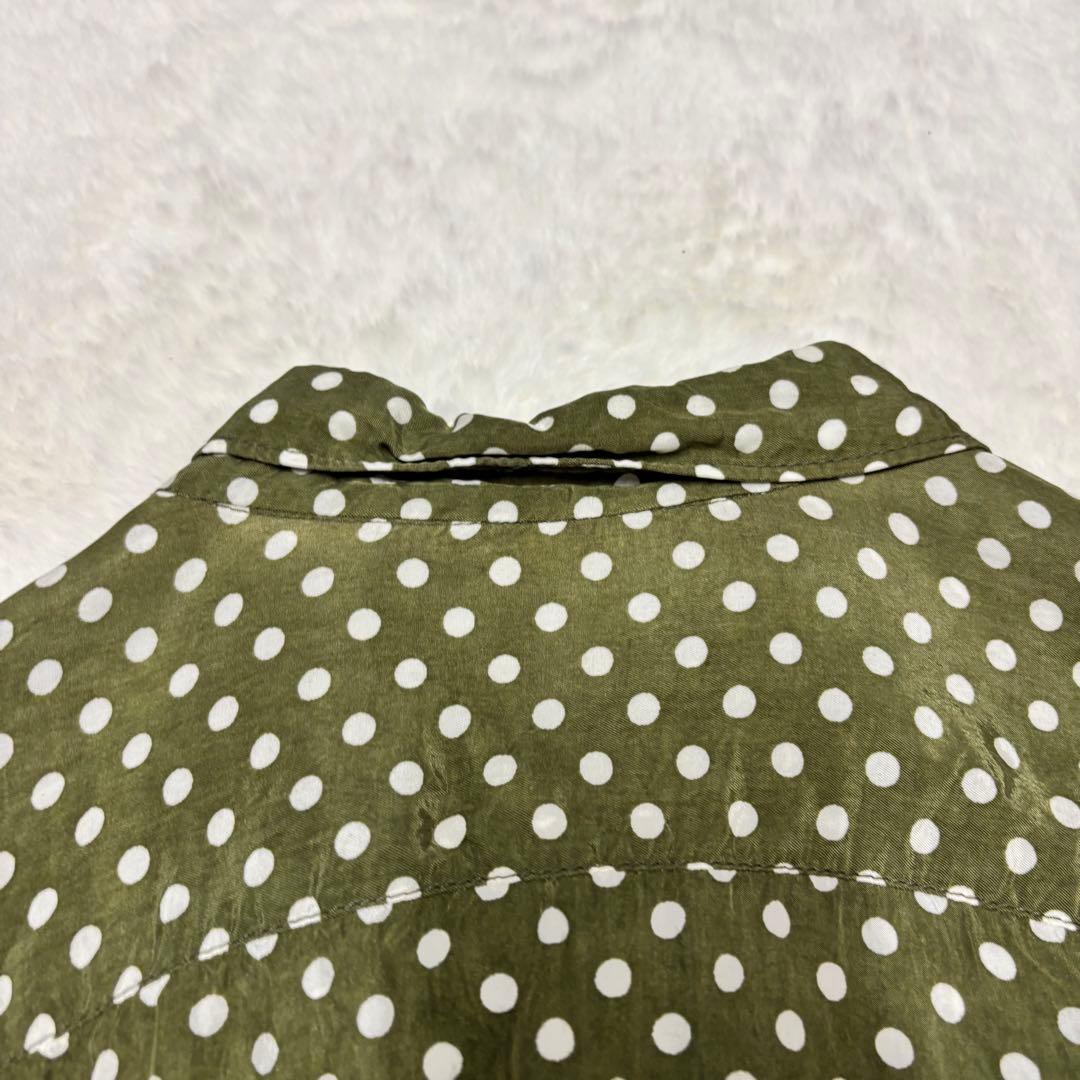 コムデギャルソンオム　ドット柄長袖シャツ キュプラ高級感　グリーンM（E1
