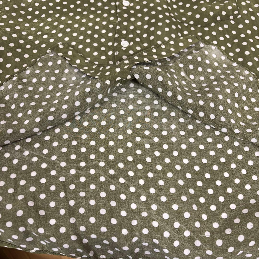 コムデギャルソンオム　ドット柄長袖シャツ キュプラ高級感　グリーンM（E1