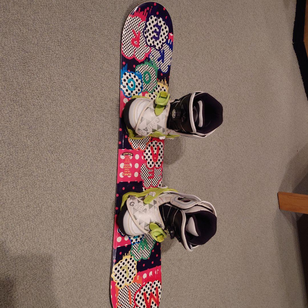 IGNIO キッズ スノーボード3点セット 100cm キスマークブーツ18cm