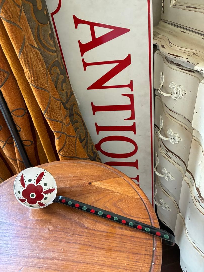 りりららアンティーク　手書き　ホーロー　レードル　お玉　オタマ　超レア