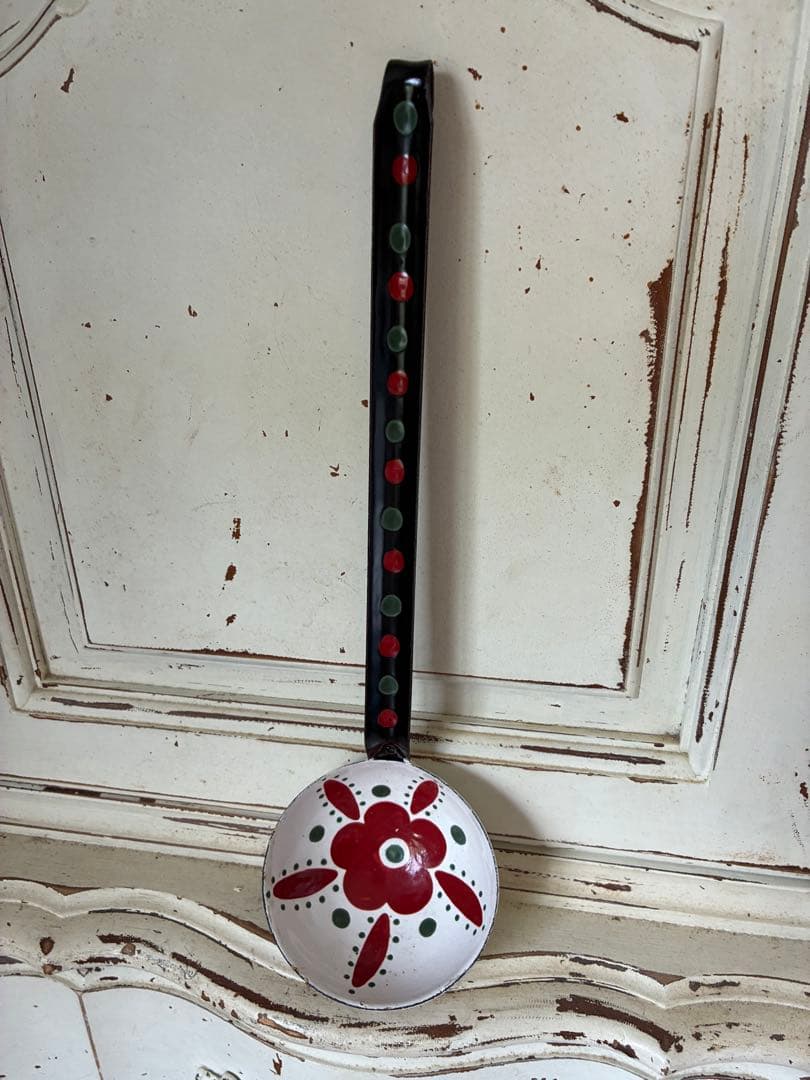 りりららアンティーク　手書き　ホーロー　レードル　お玉　オタマ　超レア