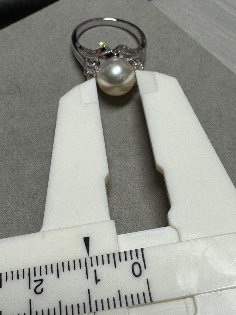 TASAKI 田崎真珠 Pt900 パールリング 約9mm ダイヤ0.20ct