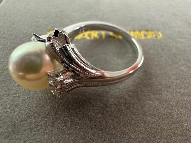 TASAKI 田崎真珠 Pt900 パールリング 約9mm ダイヤ0.20ct