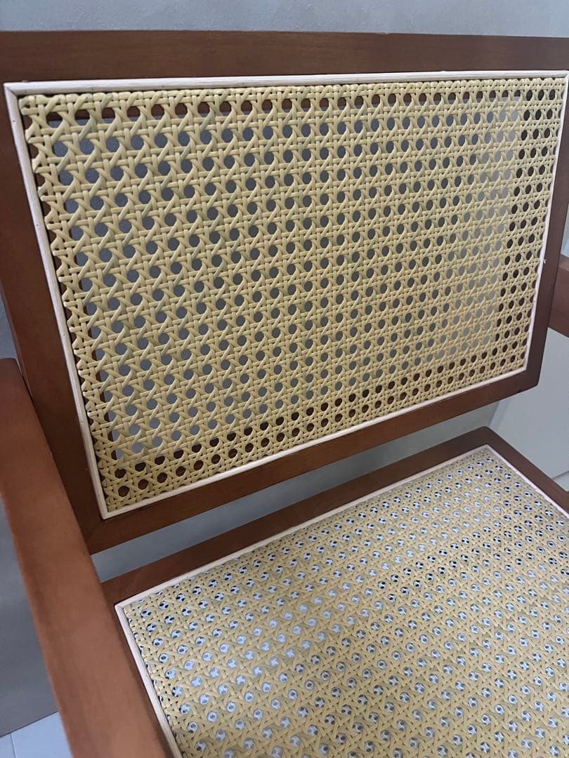 木製アームチェア ラタン編み