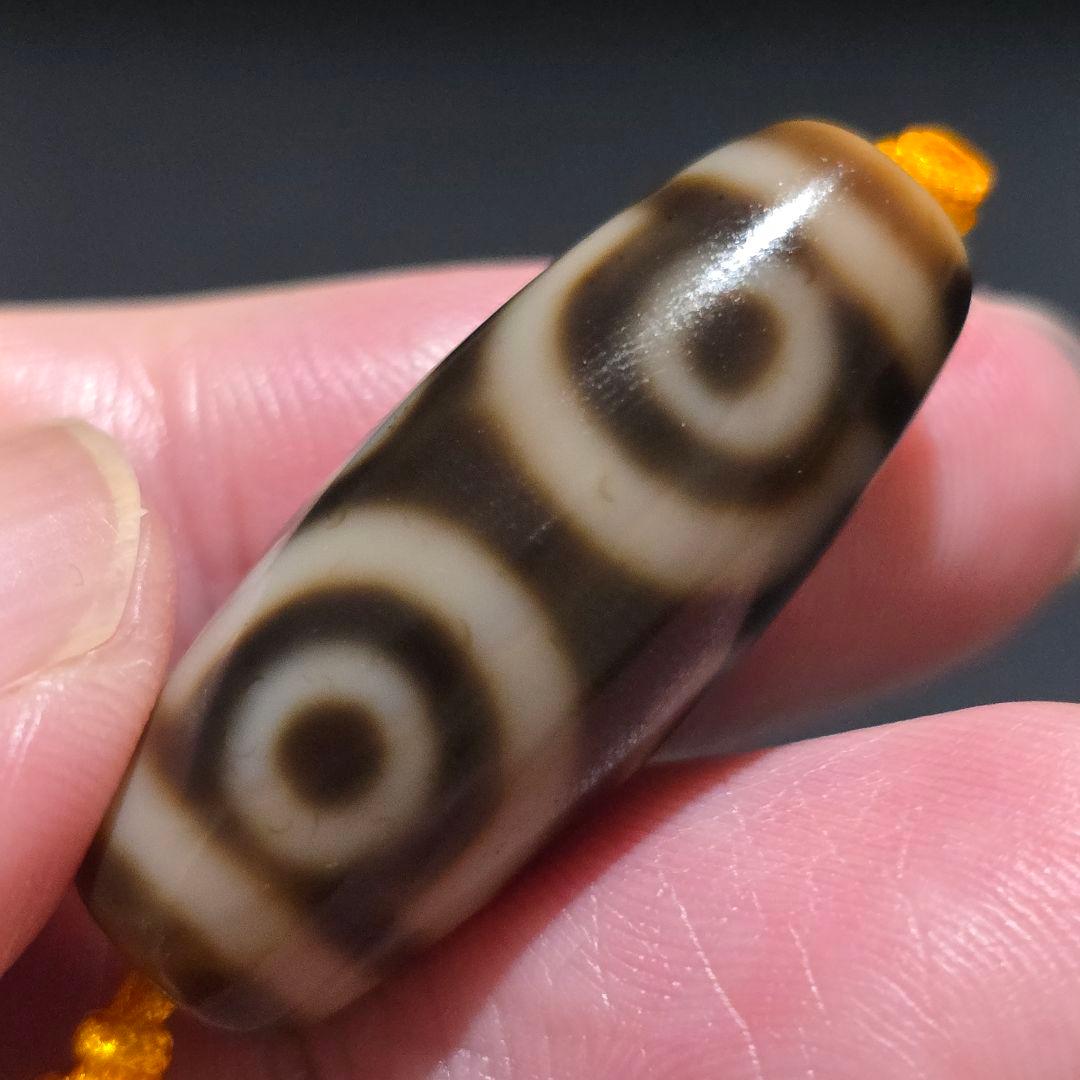 19 老礦天珠　六眼天珠　朱砂　天珠　天然石　御守り　ブレスレット　ネックレス