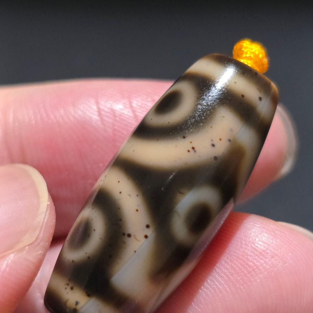 19 老礦天珠　六眼天珠　朱砂　天珠　天然石　御守り　ブレスレット　ネックレス