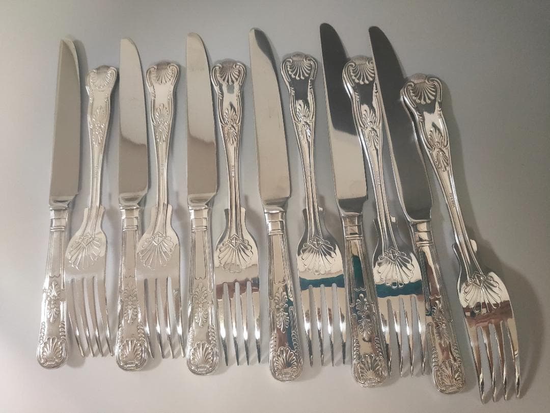 英国ヴィンテージ ヴァイナーズ 純銀P ディナーナイフ フォーク 12本