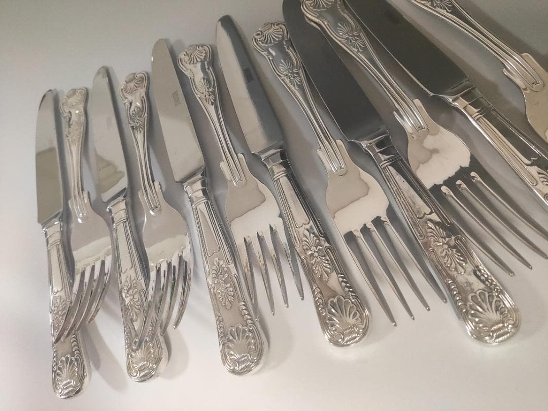 英国ヴィンテージ ヴァイナーズ 純銀P ディナーナイフ フォーク 12本