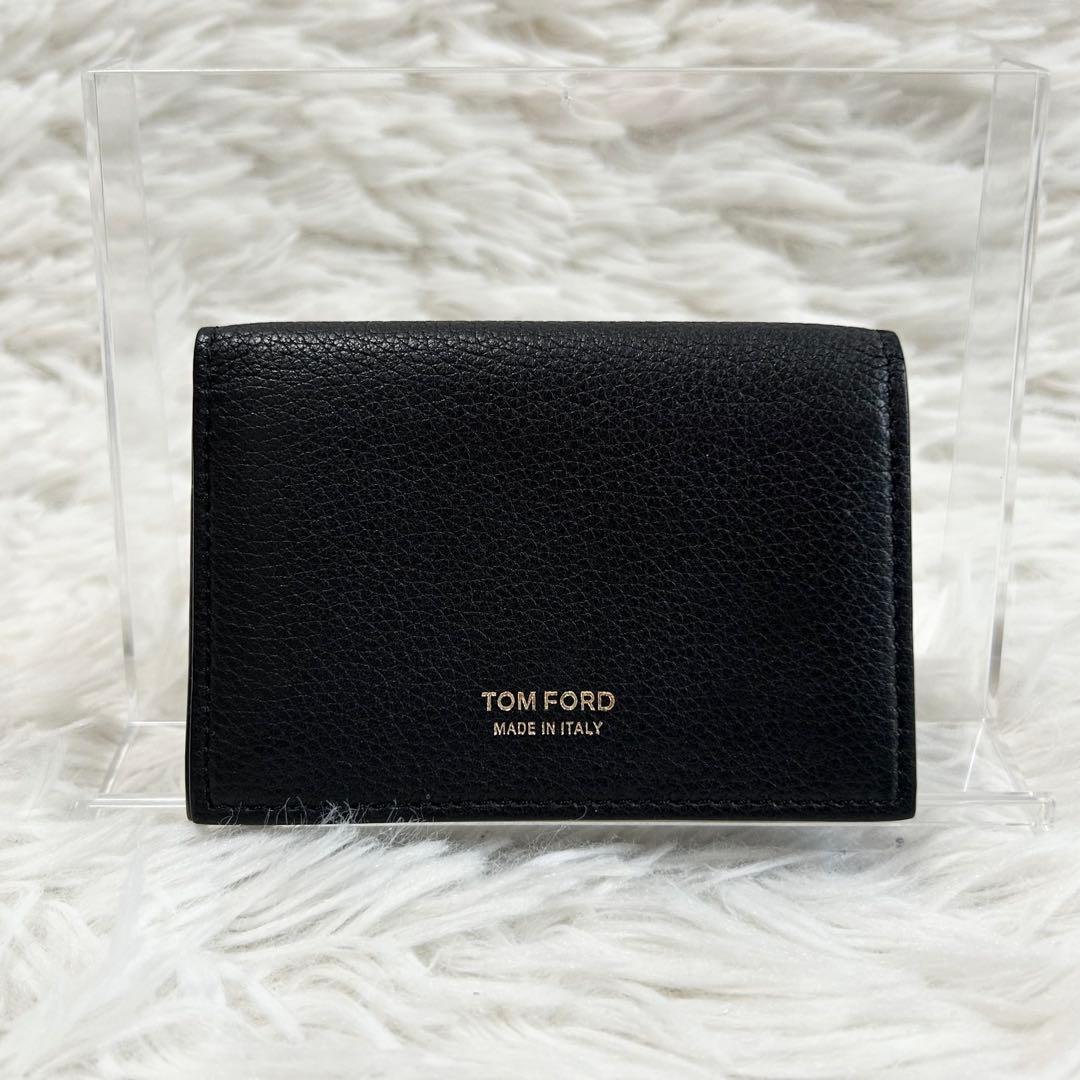 TOM FORD トムフォード レザー カードケース 名刺入れ ブラック シボ革