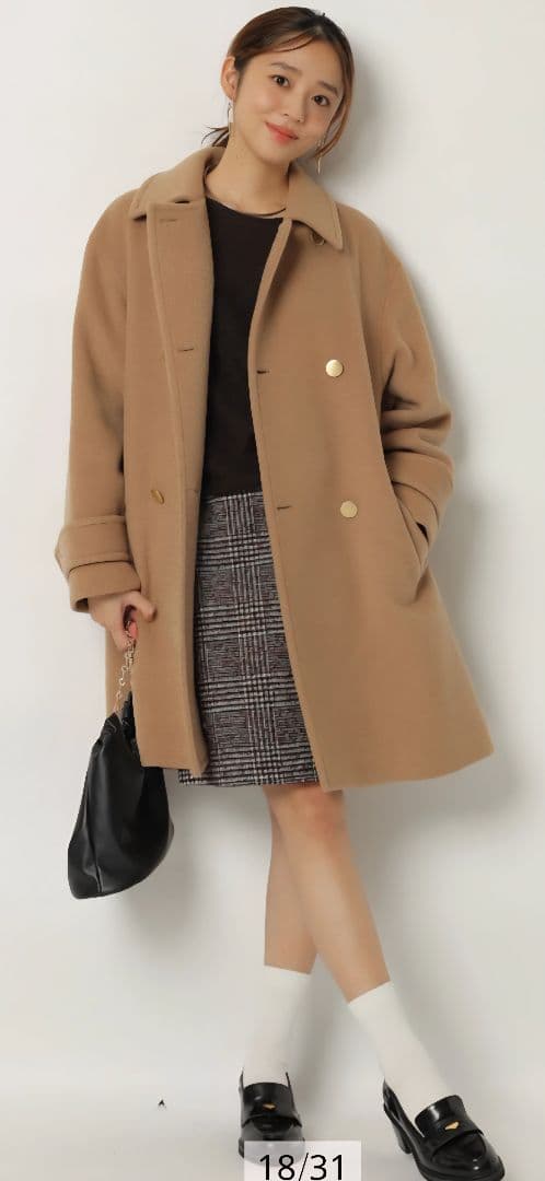 JUSGLITTYスタンダードPコートキャメル 2025新品タグ付き