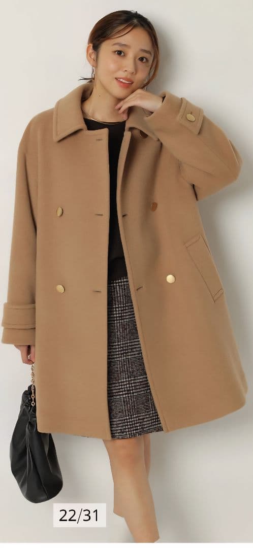 JUSGLITTYスタンダードPコートキャメル 2025新品タグ付き