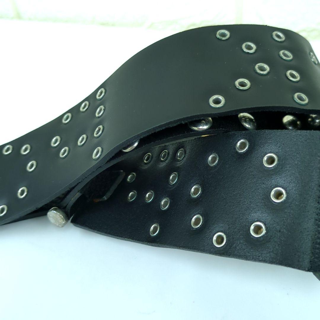 ドルチェ&ガッバーナ D&G スタッズ レザーベルト ブラック イタリア製