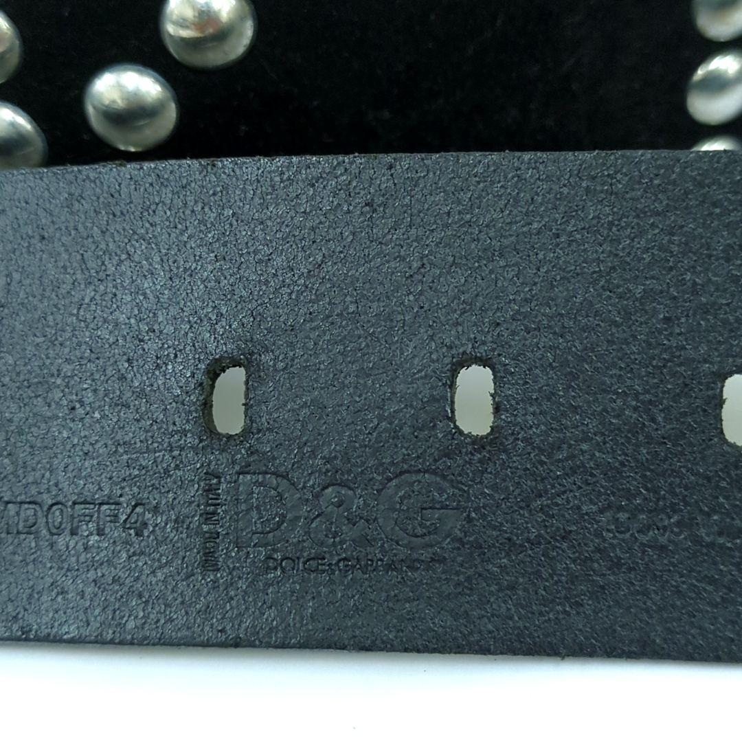 ドルチェ&ガッバーナ D&G スタッズ レザーベルト ブラック イタリア製