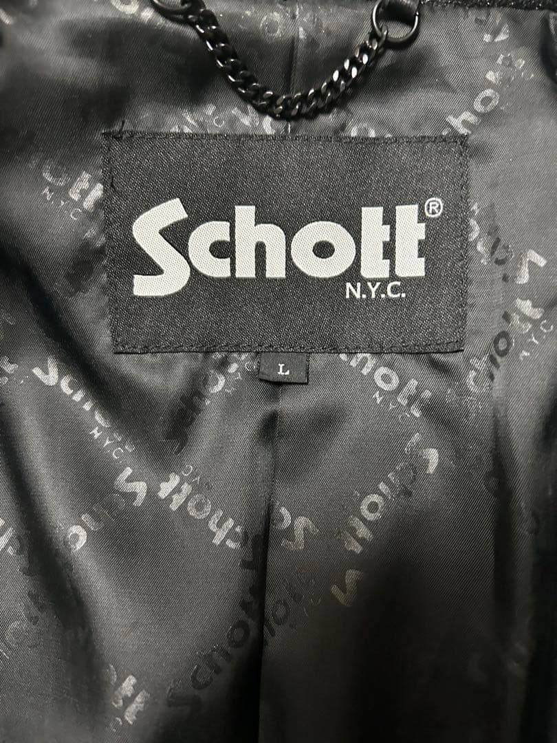 新品 Schott セミダブル　レザーライダースジャケット L 黒