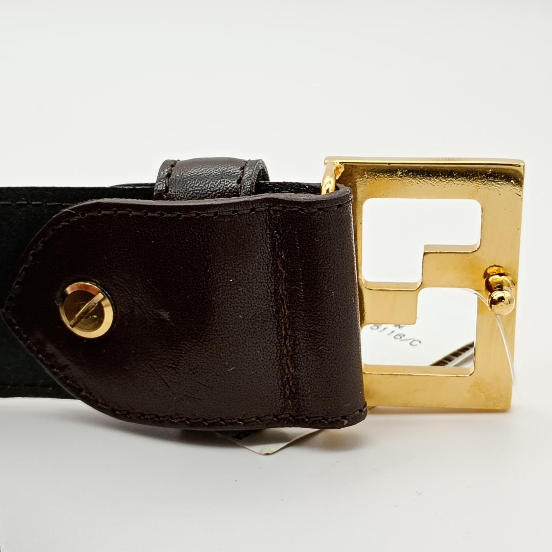 FENDI ベルト　ズッカ　ゴールドバックル　ブラウン