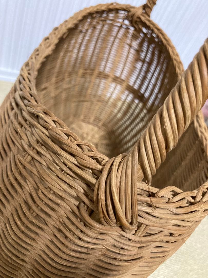 大きいラタンパニエ 籐編みバスケット ブロカントショップアンティーク家具店購入