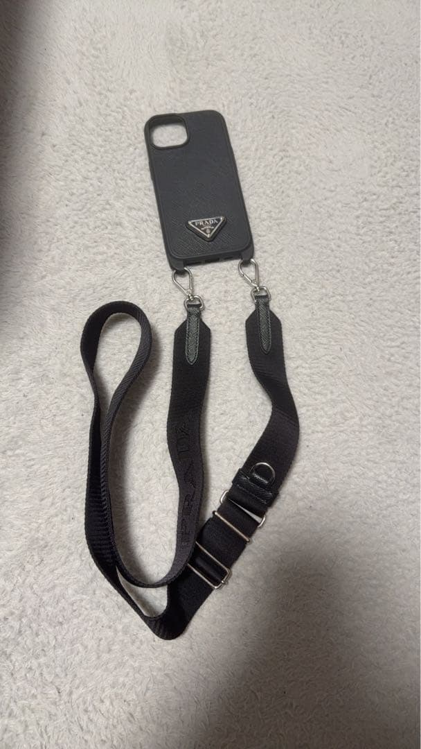 PRADA iPhone用ストラップ付きケース ブラック