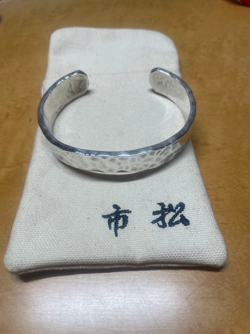 値下げ　市松 シルバー バングル ブレスレット Silver 980