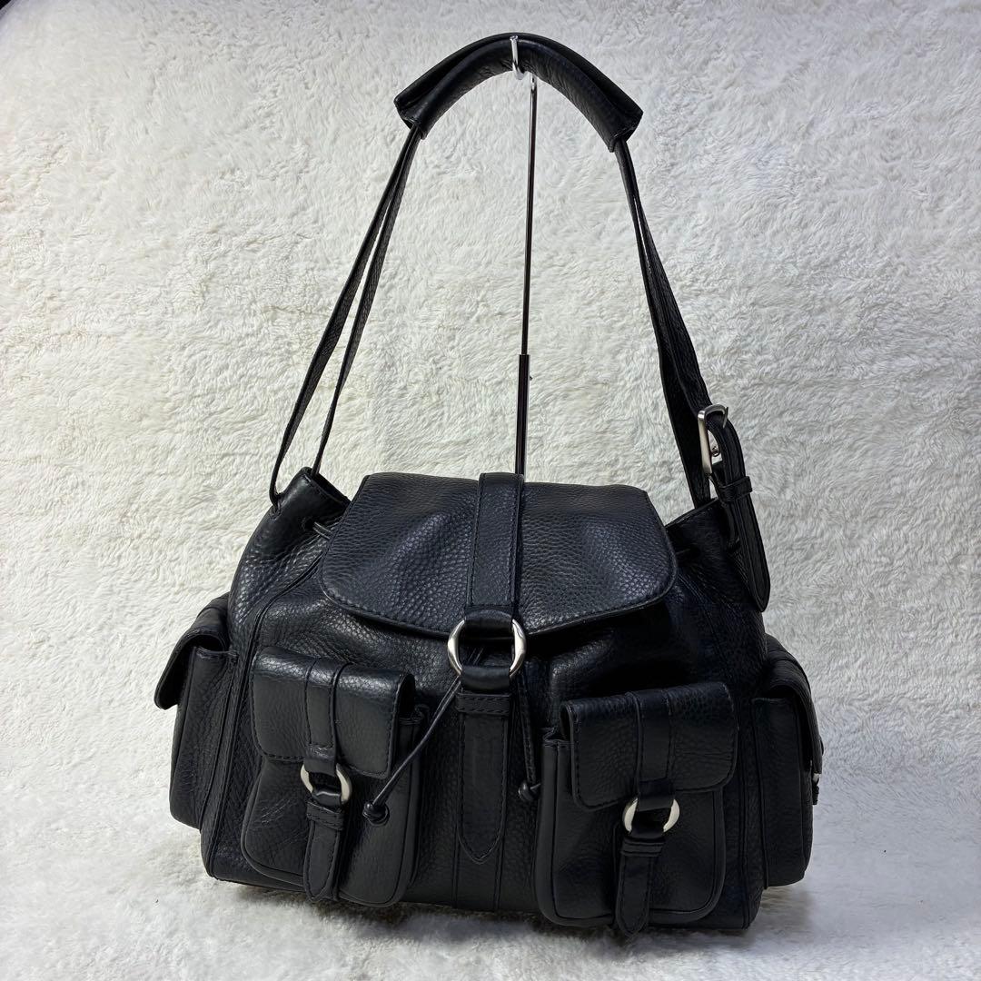 コールハーン　リアルレザー　トートバッグ　カラー　ブラック　Y2K