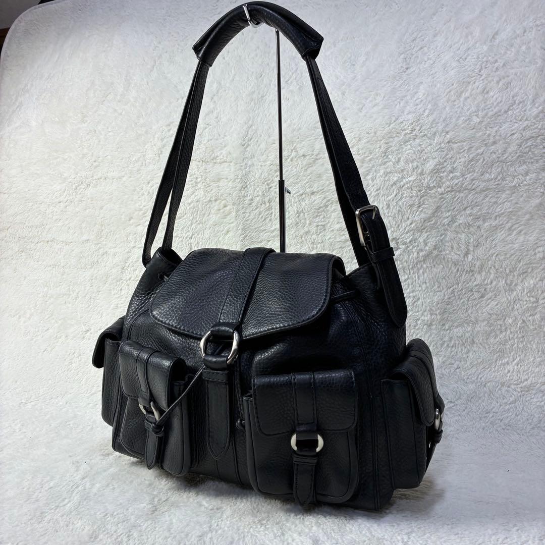 コールハーン　リアルレザー　トートバッグ　カラー　ブラック　Y2K