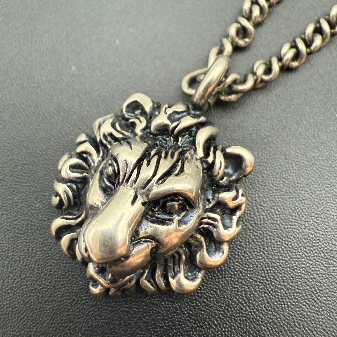 希少/極美品✨グッチ ライオンヘッド ネックレス シルバー 410673