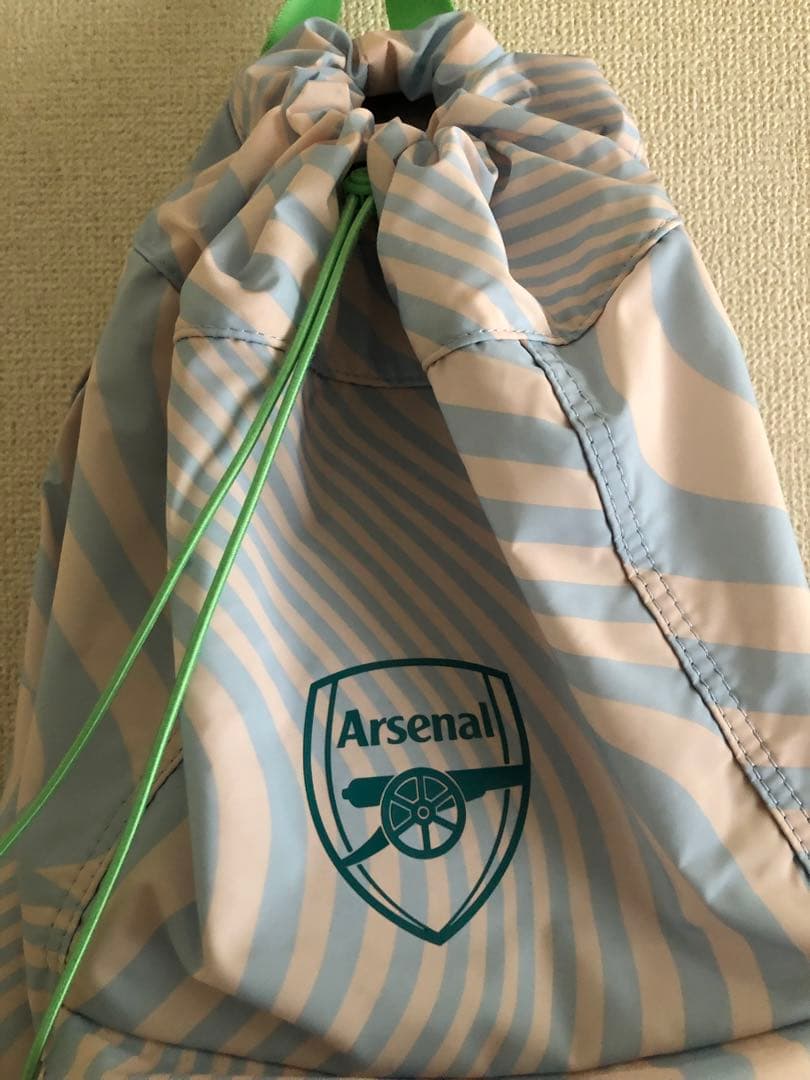 アーセナル ドローストリングバックパック 水色ストライプ　ステラマッカートニー