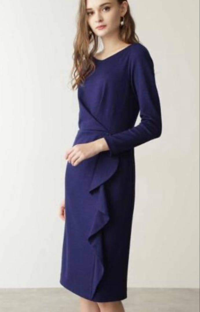 ピンキーアンドダイアン サイドラッフルジャージワンピース ブルー 38