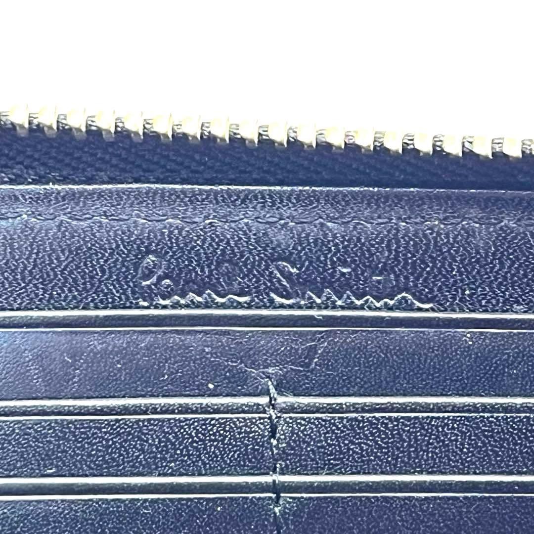 ポールスミス マルチストライプ ラウンドファスナー 長財布 黒