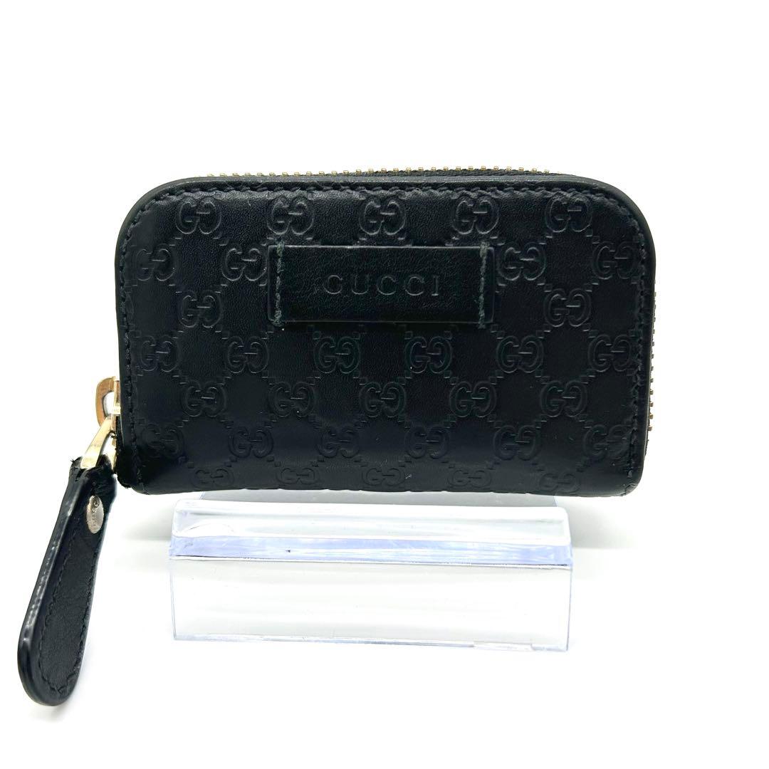 極美品　グッチ　ラウンドファスナー　マイクロシマ　ケース　ブラック　黒