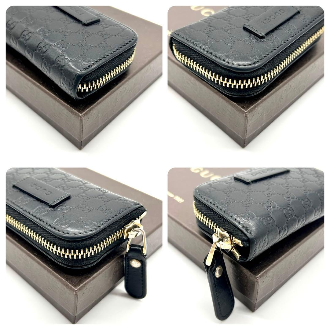 極美品　グッチ　ラウンドファスナー　マイクロシマ　ケース　ブラック　黒