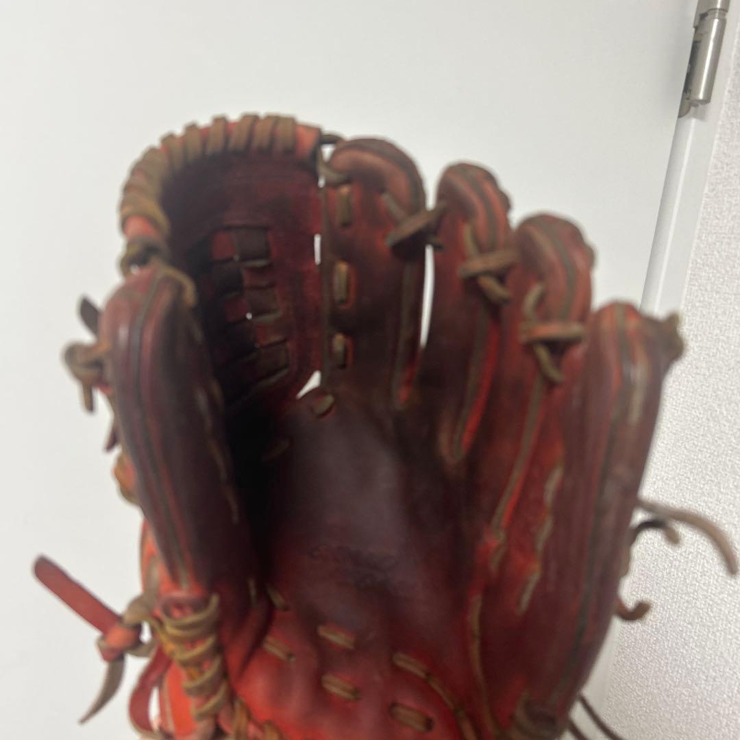 茶色 硬式グローブ 編み込みデザイン