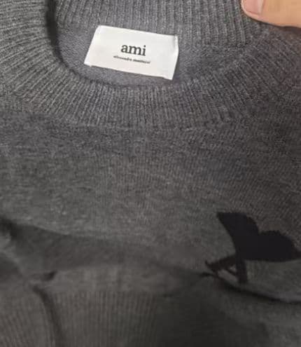 AMI PARIS グレー ハート刺繍 クルーネックセーター M