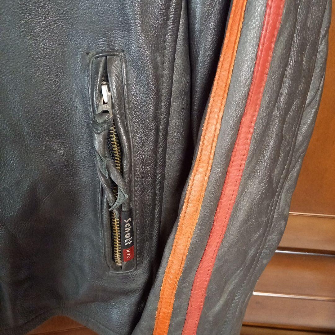 Schott ブラックレザーライダースジャケット M