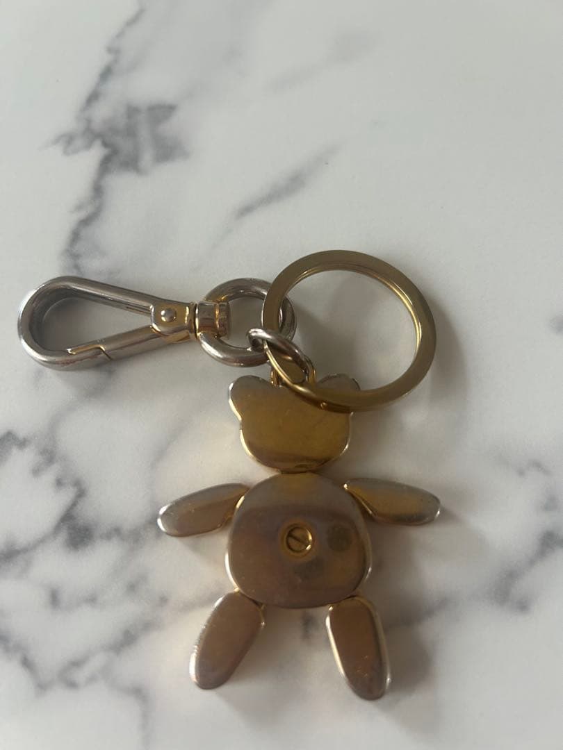 PRADA クマ型キーホルダー キーチェーン　ゴールド　ネイビー