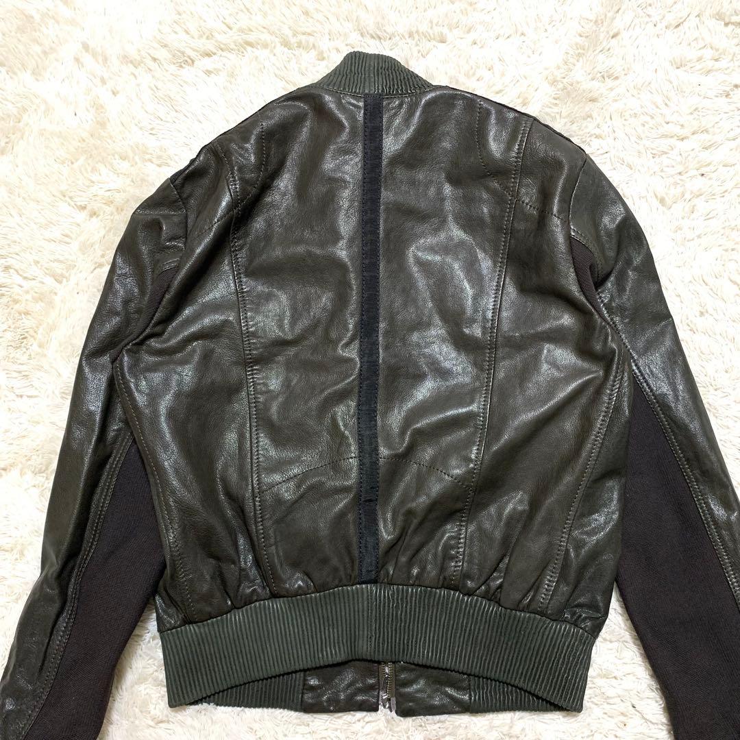 ARMANI エンポリオアルマーニ レザー ジャケット 羊革 ロゴプレート 50