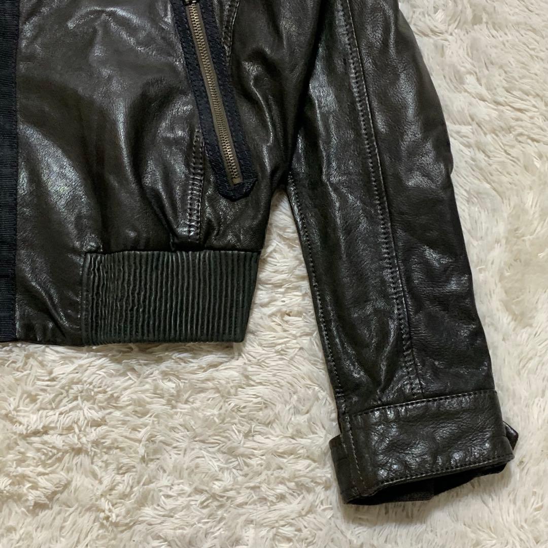 ARMANI エンポリオアルマーニ レザー ジャケット 羊革 ロゴプレート 50