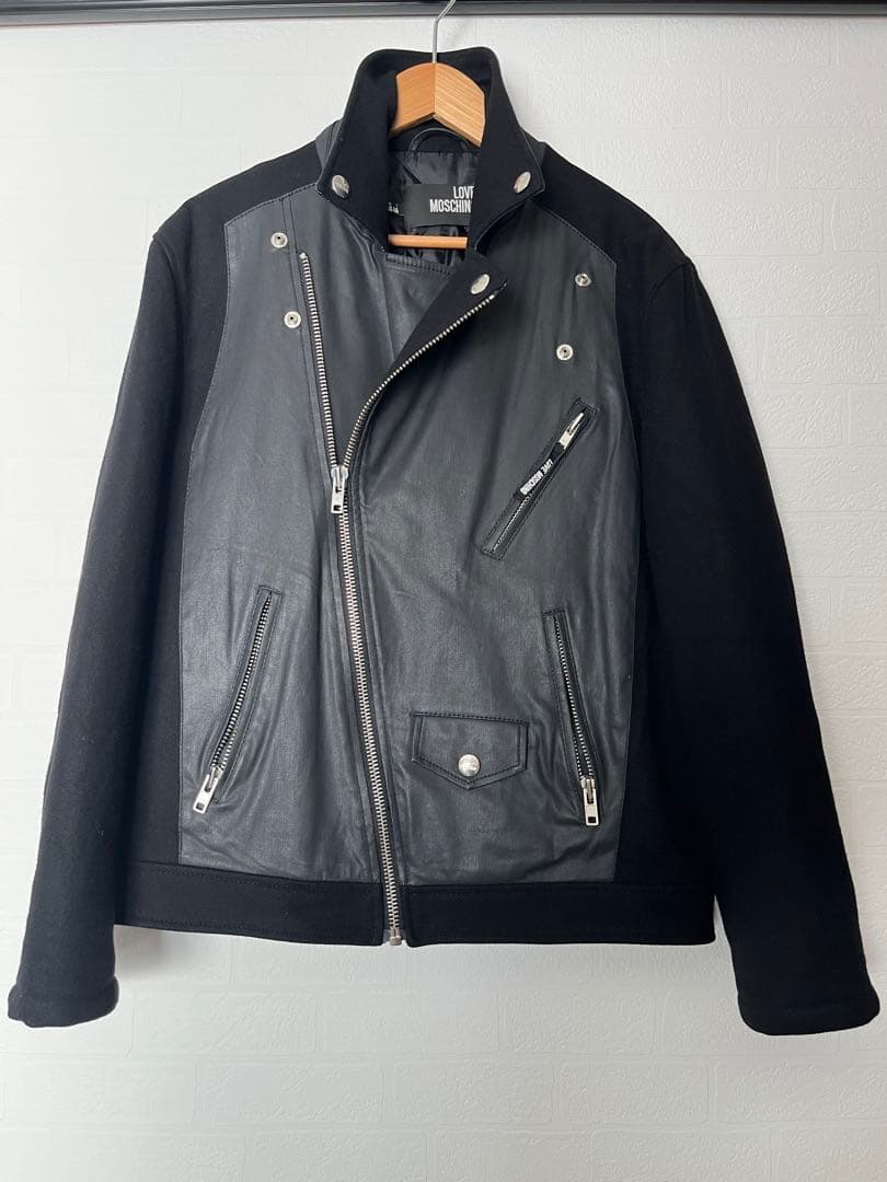 LOVE MOSCHINO ラブモスキーノ ウール ライダースジャケット M