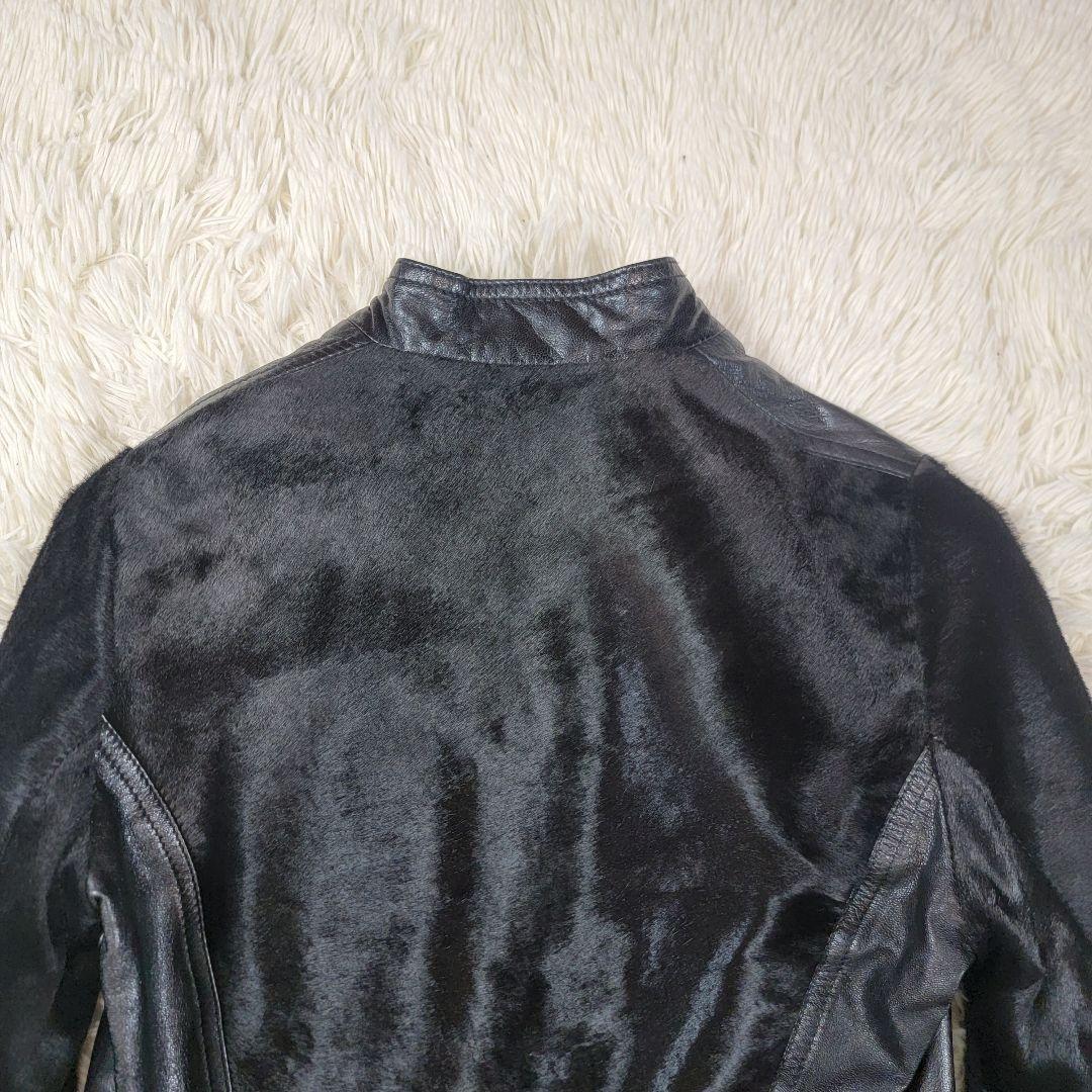 美品 DOLCE&GABBANA シングルライダース ハラコ 千鳥格子 ロゴ総柄