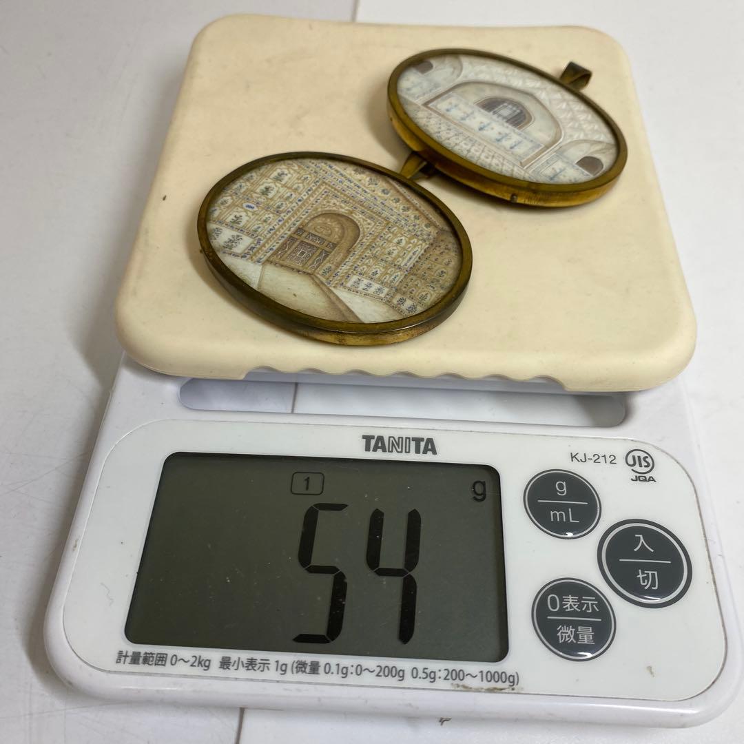 専用極上　印度密画　ネックレストップ　一対　共箱　タルニ　東さ8-0110☆2F