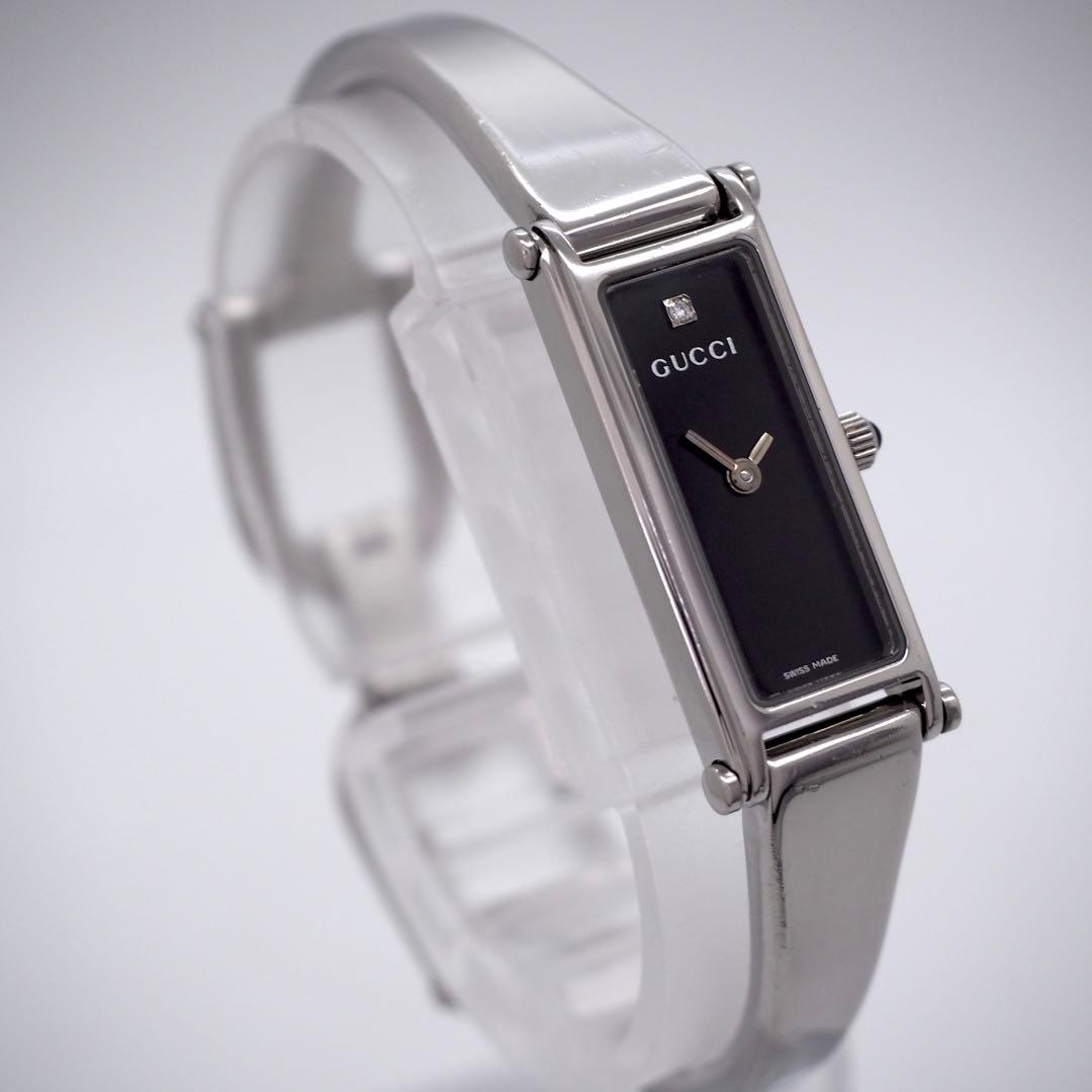 148 稼働　GUCCI 時計　レディース　バングル　1Pダイヤ　1500L