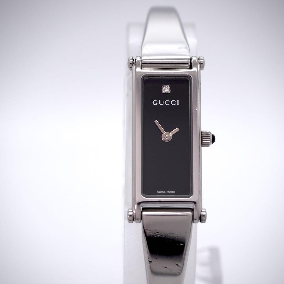 148 稼働　GUCCI 時計　レディース　バングル　1Pダイヤ　1500L