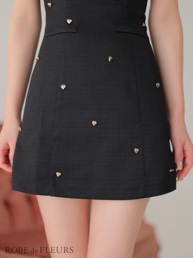 ROBE de FLEURS ハートボタンキュートネスミニドレス