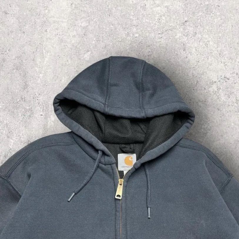 カーハート 裏サーマル ジップアップ パーカー ダブルフェイス ネイビー M