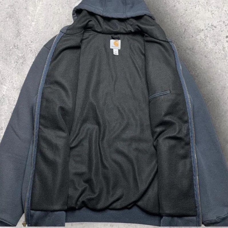 カーハート 裏サーマル ジップアップ パーカー ダブルフェイス ネイビー M