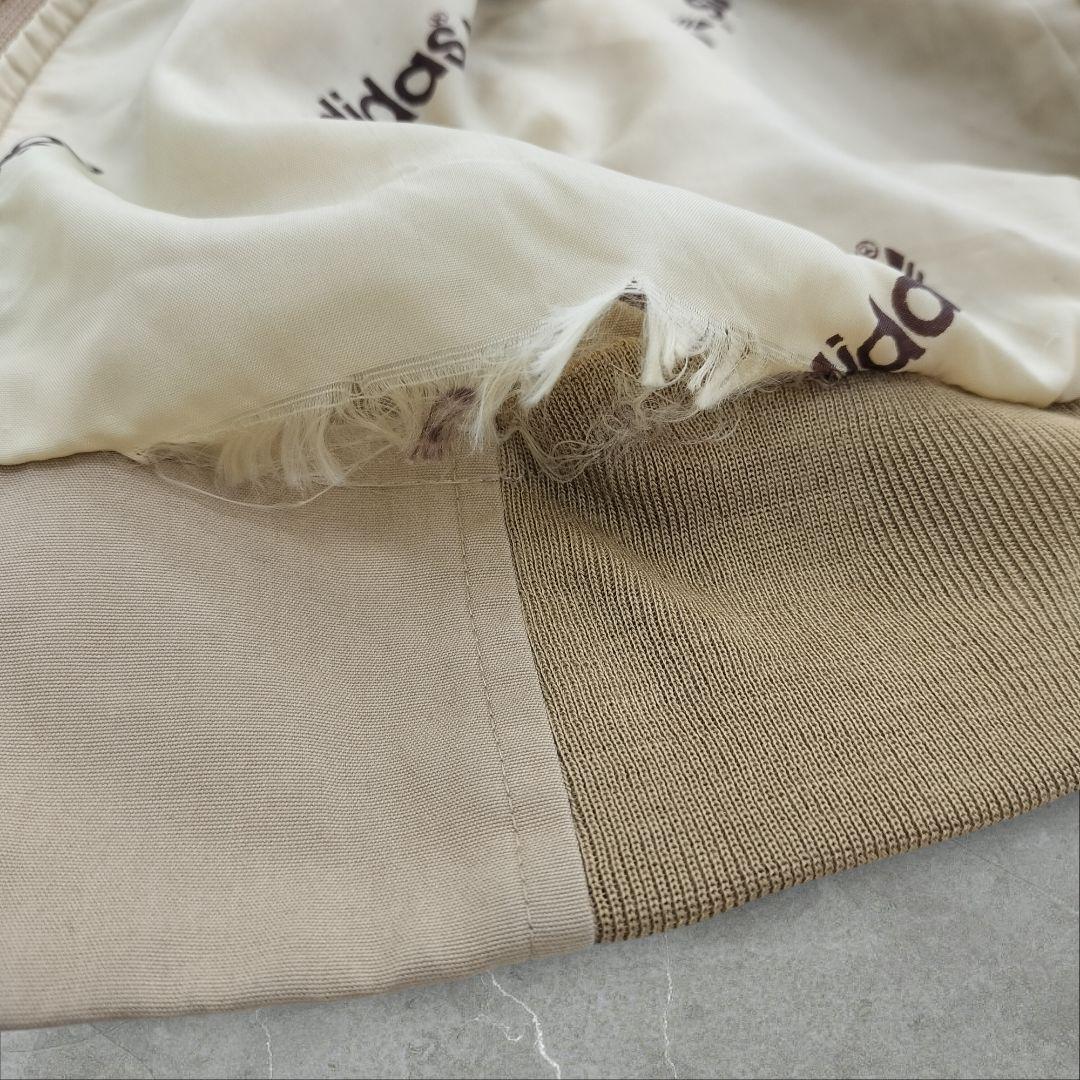 アディダス 70s ハリントンジャケット M ベージュ フルジップ トレフォイル