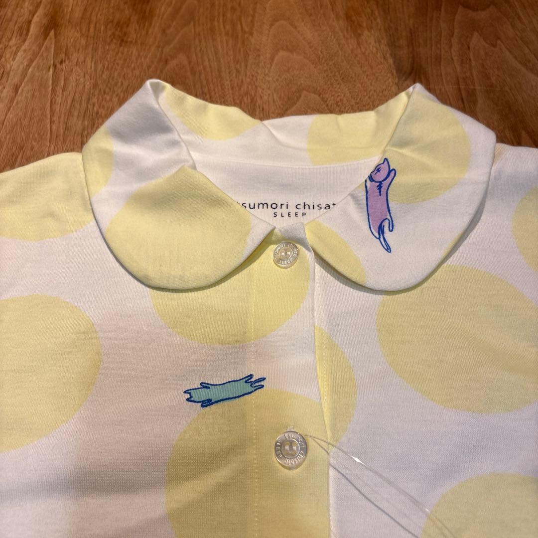 新品タグ付き◇ツモリチサト　パジャマ　前開き　Ｌ　イエロー　ドット