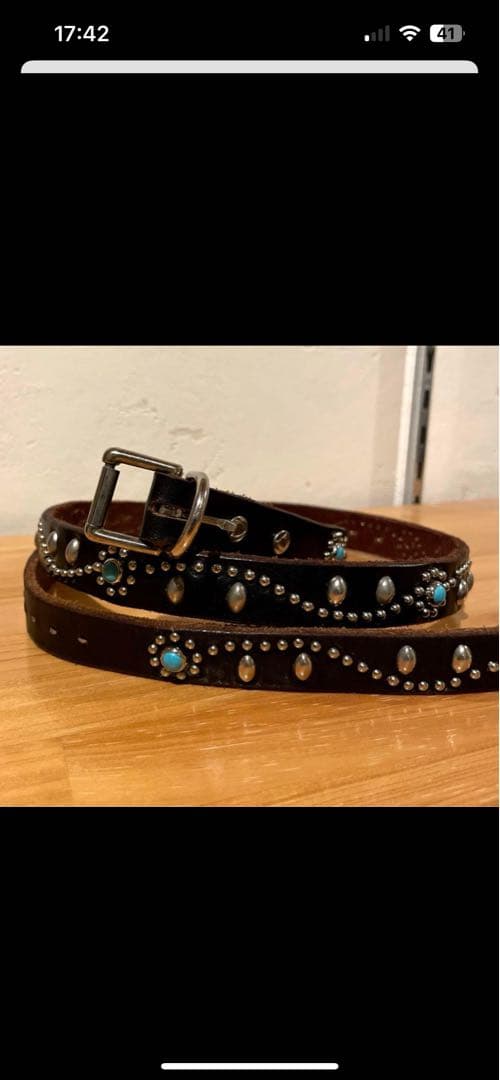 HTC SN-32 Narrow Studs Belt ターコイズ 36インチ