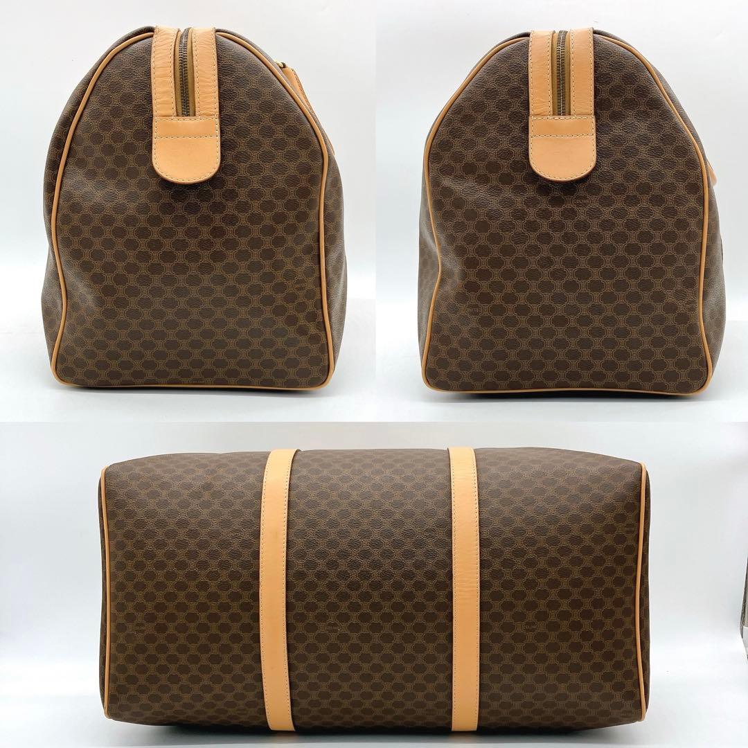 【CELINE】ボストンバッグ　マカダム柄　ゴールド金具　ダークブラウン　南京錠