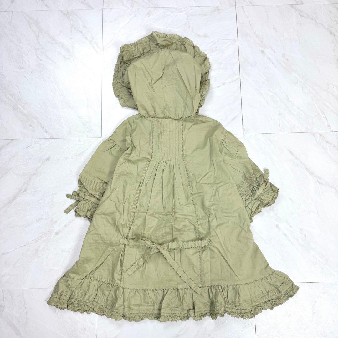 極美品 ピンクハウス ピコフリル ティアード リボン レース ブラウス グリーン