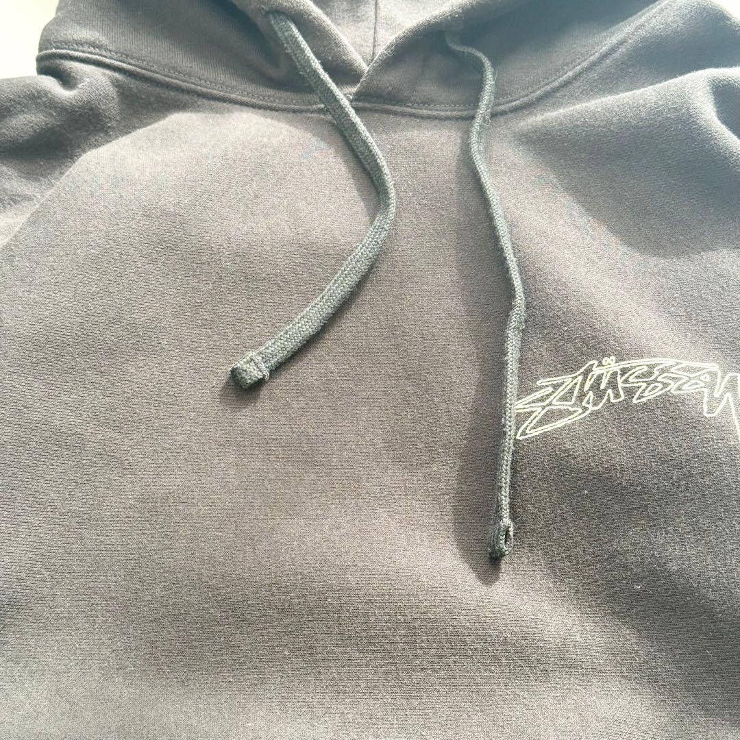 stussy 両面プリント プルオーバー パーカー XLサイズ　ブラック